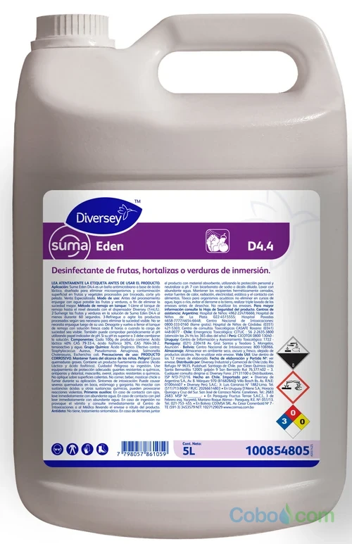SUMA EDEN DESINFECTANTE FRUTAS Y VERDURAS( SIN ENJUAGUE) DIVERSEY