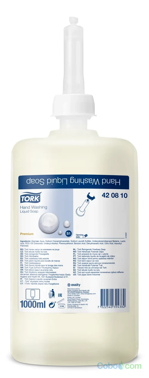 Jabón  Lí­quido Tork  Extra Higiene  sanitizante para Manipulación de Alimentos (6 x 1000 ml)